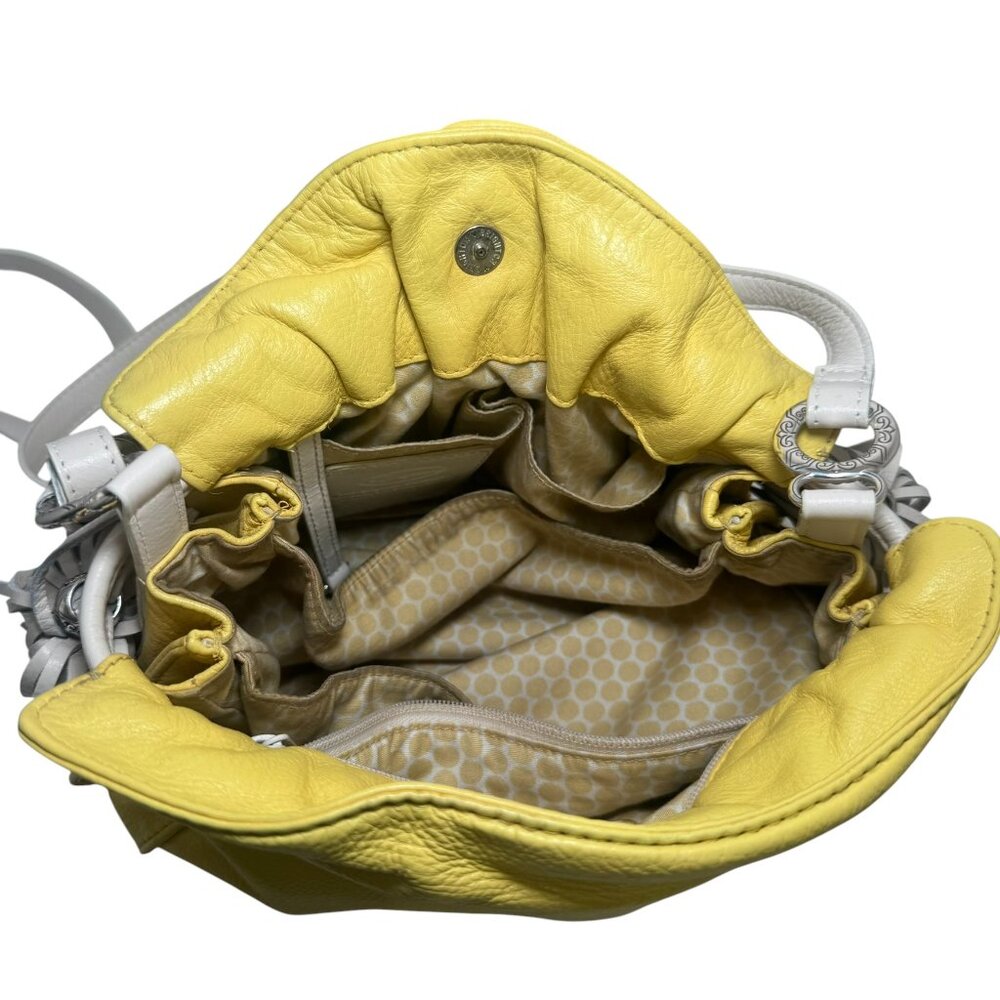 Brighton Etta Yellow Soft‎ Leather Tassel Cross Body Handbag $240 - Picture 8 of 12